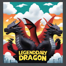 Create a movie poster titled 'Legendary Dragon Team' featuring three dragons in the background