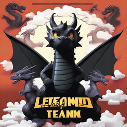 Create a movie poster titled 'Legendary Dragon Team' featuring three dragons in the background