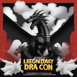 Create a movie poster titled 'Legendary Dragon Team' featuring three dragons in the background