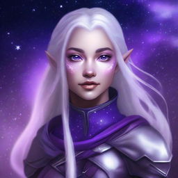 Realistic fantasy digital art of a young, female half elf drow ranger