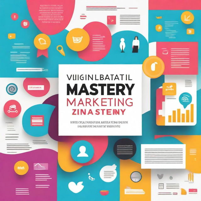 A vibrant and dynamic book cover titled 'Digital Marketing Mastery: Unlocking the Secrets of Online Success'