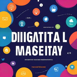 A vibrant and dynamic book cover titled 'Digital Marketing Mastery: Unlocking the Secrets of Online Success'