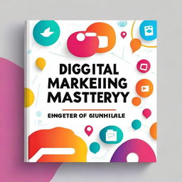 A vibrant and dynamic book cover titled 'Digital Marketing Mastery: Unlocking the Secrets of Online Success'