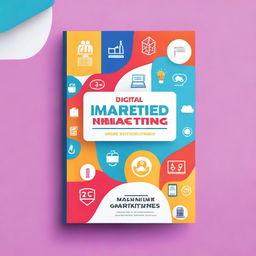 A vibrant and dynamic book cover titled 'Digital Marketing Mastery: Unlocking the Secrets of Online Success'