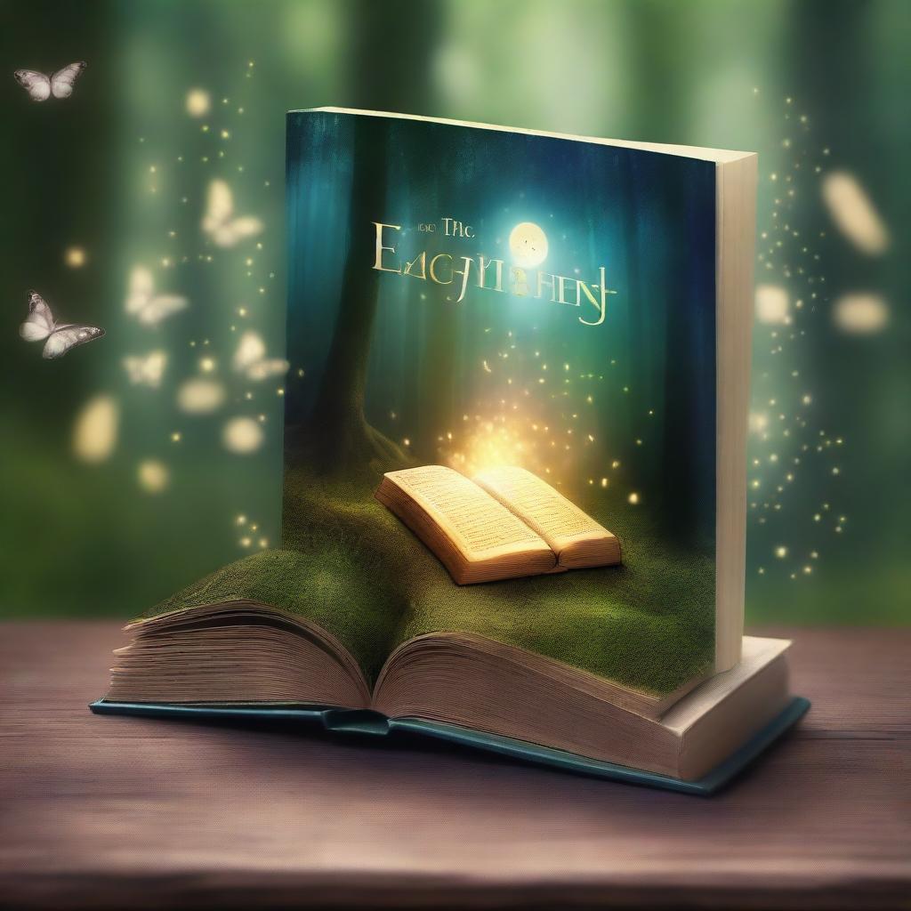 Create a captivating book cover featuring an open book with magical light emanating from its pages