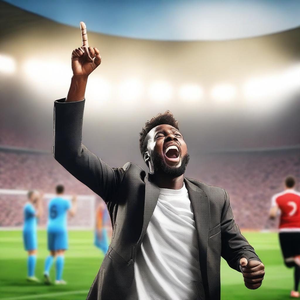 A person celebrating after winning money by betting on a football match