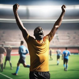 A person celebrating after winning money by betting on a football match