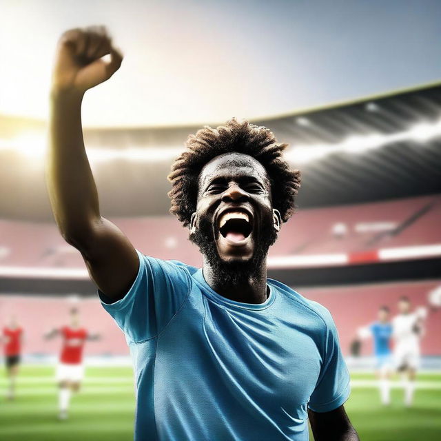 A person celebrating after winning money by betting on a football match