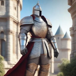 A noble count knight standing in a majestic pose, wearing detailed, ornate armor with intricate designs