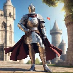 A noble count knight standing in a majestic pose, wearing detailed, ornate armor with intricate designs