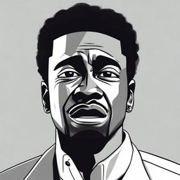 A detailed illustration of a Black man crying, showing his emotional expression clearly