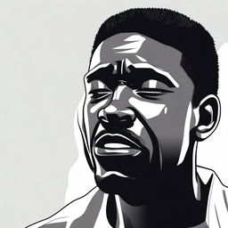 A detailed illustration of a Black man crying, showing his emotional expression clearly