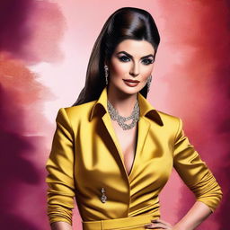 A detailed and vibrant portrait of Elettra Lamborghini, capturing her glamorous and stylish persona