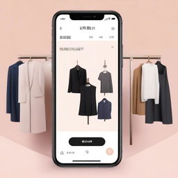 Create an image for an app called '试衣间' (Fitting Room) that collaborates with local physical stores to offer a home try-on service