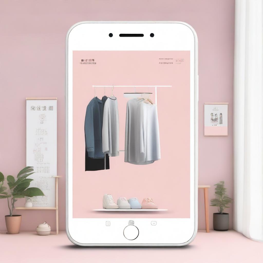 Create an image for an app called '试衣间' (Fitting Room) that collaborates with local physical stores to offer a home try-on service