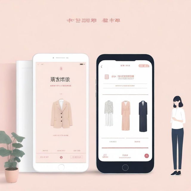 Create a cover image for a business plan of an app called '试衣间' (Fitting Room)