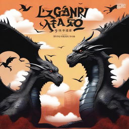 Create a movie poster titled 'Legendary Dragon Team' featuring three dragons in the background