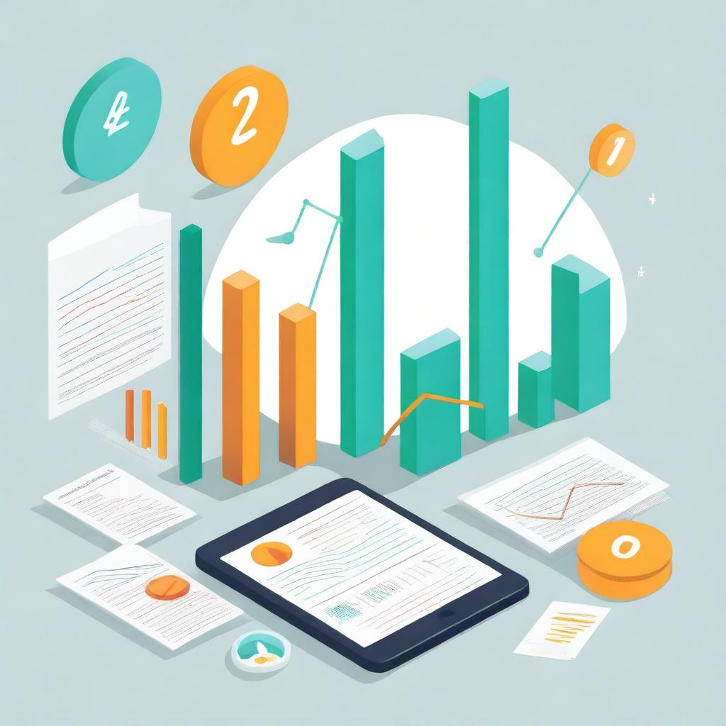 A detailed illustration of the concept of investing, featuring graphs, charts, and financial symbols