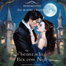 The cover for 'Beneath the Veil of Night: A Vampire Romance' depicts a moonlit Gothic mansion surrounded by ancient trees under a starry sky