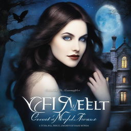 The cover for 'Beneath the Veil of Night: A Vampire Romance' by mxrtalreads depicts a moonlit Gothic mansion surrounded by ancient trees under a starry sky