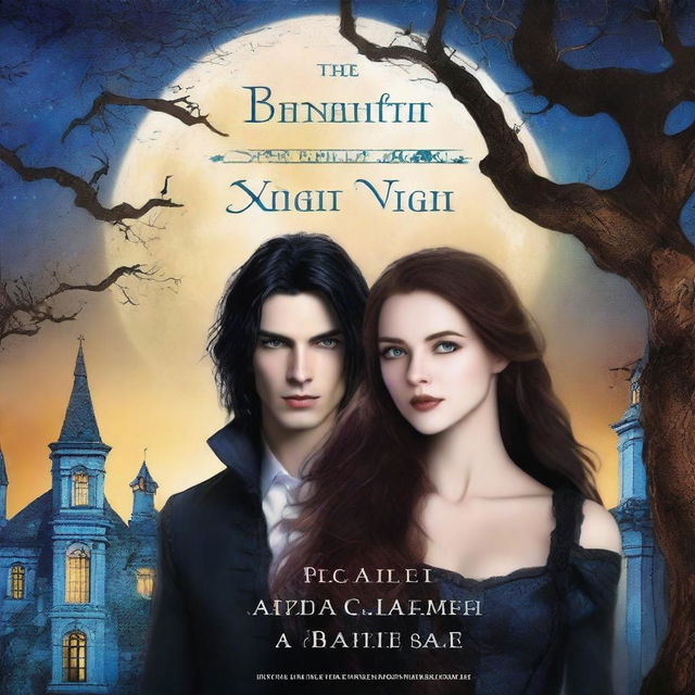 The cover for 'Beneath the Veil of Night: A Vampire Romance' by mxrtalreads depicts a moonlit Gothic mansion surrounded by ancient trees under a starry sky