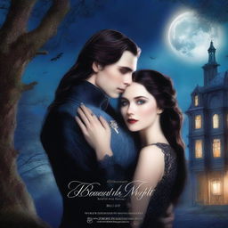 The cover for 'Beneath the Veil of Night: A Vampire Romance' depicts a moonlit Gothic mansion surrounded by ancient trees under a starry sky