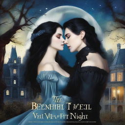 The cover for 'Beneath the Veil of Night: A Vampire Romance' depicts a moonlit Gothic mansion surrounded by ancient trees under a starry sky