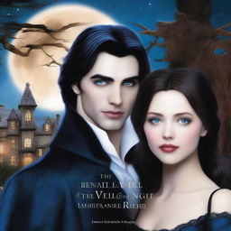 The cover for 'Beneath the Veil of Night: A Vampire Romance' depicts a moonlit Gothic mansion surrounded by ancient trees under a starry sky