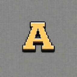 Create a pixel art image of a coin with the letter 'A' prominently displayed in the center