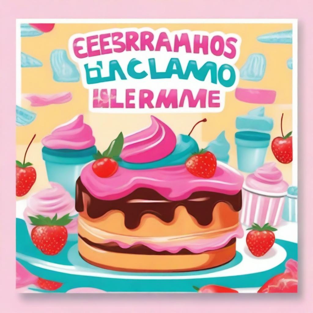 A poster with a cake background featuring the text: 'Cerramos por vacaciones desde el 22 al 28 de junio'