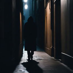 A dark alleyway with a mysterious figure standing there