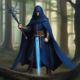 A male Kender warlock from the Dragonlance universe, wielding a magical rapier