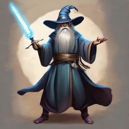 Create an image of an ancient human wizard wielding two rapiers