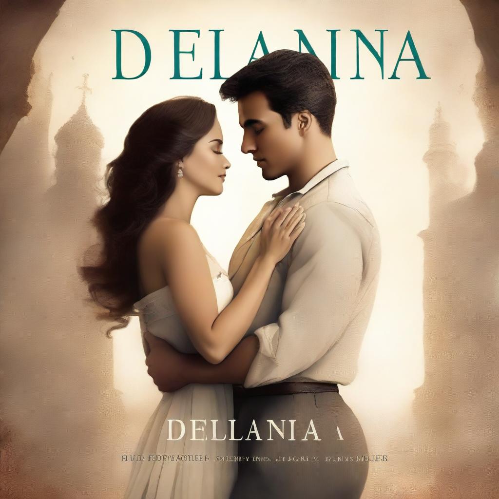 A novel cover for a book titled 'Delania' that expresses action and organizations, but also has a romantic undertone