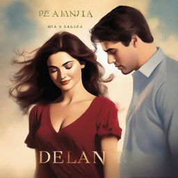 A novel cover for a book titled 'Delania' that expresses action and organizations, but also has a romantic undertone