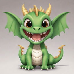 A chibi-style dragon with braces, smiling brightly