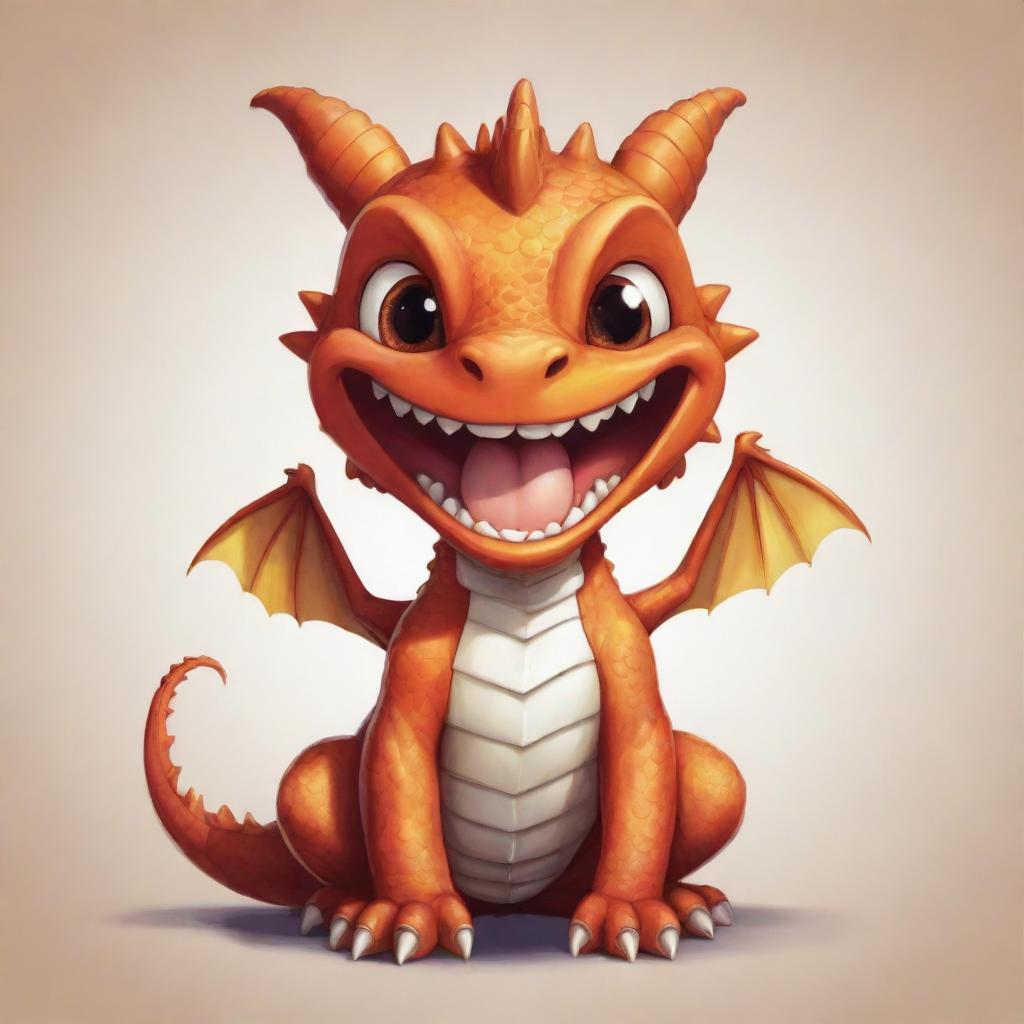 A chibi-style dragon with braces, smiling brightly