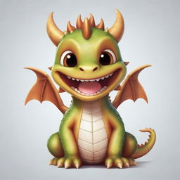 A chibi-style dragon with braces, smiling brightly