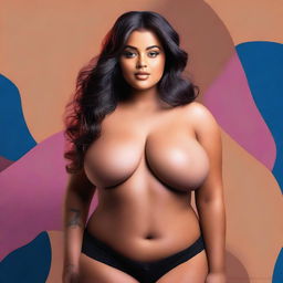 Create an image of a stunning curvy girl in revealing clothes