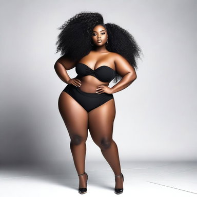 Stunning Black Curvy Girl in Fashionable and Sexy Clothes | Elegant  Lingerie with Confidence and Beauty