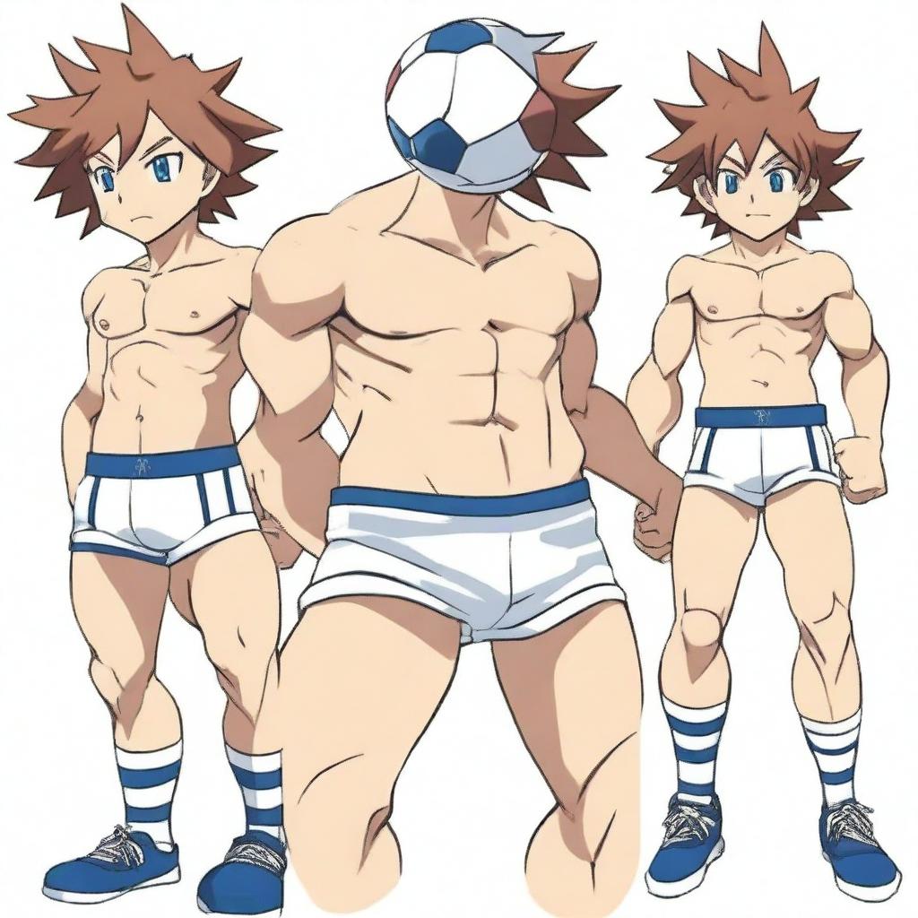 A depiction of the football player Arion Sherwind from Inazuma Eleven Go, wearing only underwear