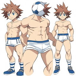 A depiction of the football player Arion Sherwind from Inazuma Eleven Go, wearing only underwear