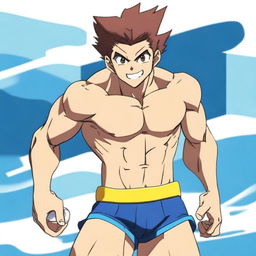 A depiction of the football player Arion Sherwind from Inazuma Eleven Go, wearing only underwear