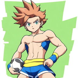 A depiction of the football player Arion Sherwind from Inazuma Eleven Go, wearing only underwear