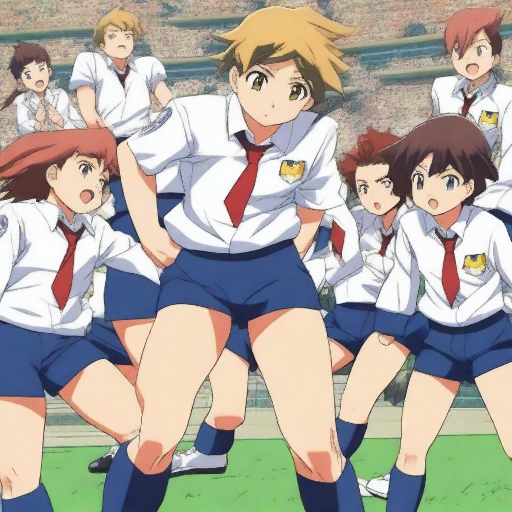 Arion Sherwind, the boy from Inazuma Eleven GO, is having his underwear pulled up in a wedgie