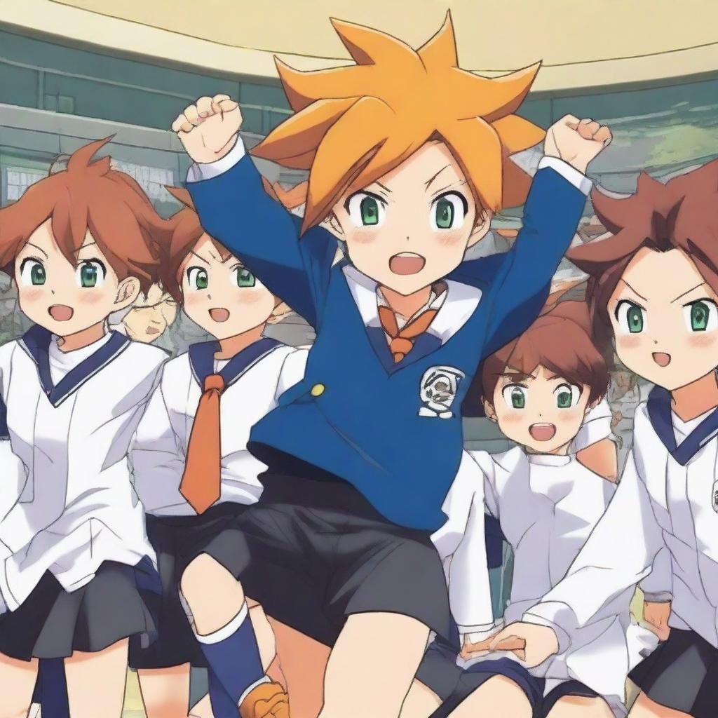 Arion Sherwind, the boy from Inazuma Eleven GO, is receiving a wedgie