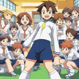 Arion Sherwind, the boy from Inazuma Eleven GO, is receiving a wedgie