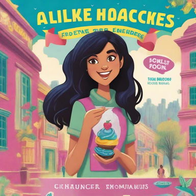 A teens adventure book cover featuring a teenage girl with black hair, eating a cupcake