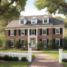 Create a detailed image of a colonial house with one floor