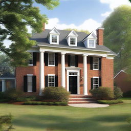 Create a detailed image of a colonial house with one floor